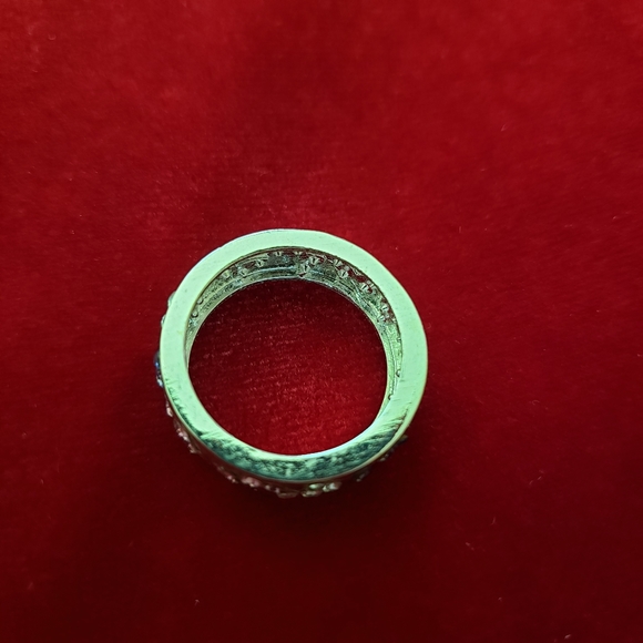 Silver tone Ring with purple and pink rignstone - Picture 4 of 5